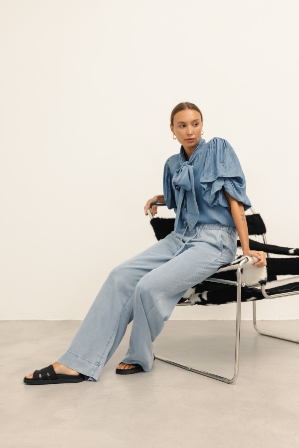 Dakota Wide-Leg Trousers Blue