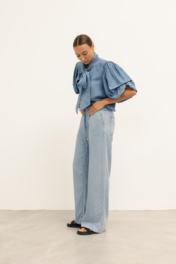 Dakota Spodnie Wide Leg Blue