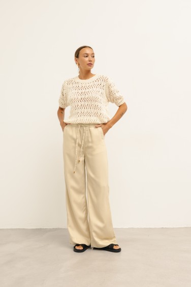 Dakota Wide-Leg Trousers Beige