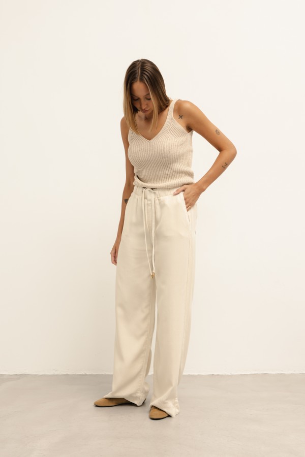 Dakota Wide-Leg Trousers Cream