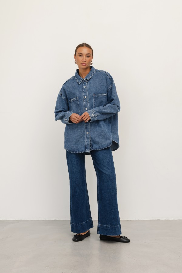 Q074 Spodnie Jeansowe Wide Leg