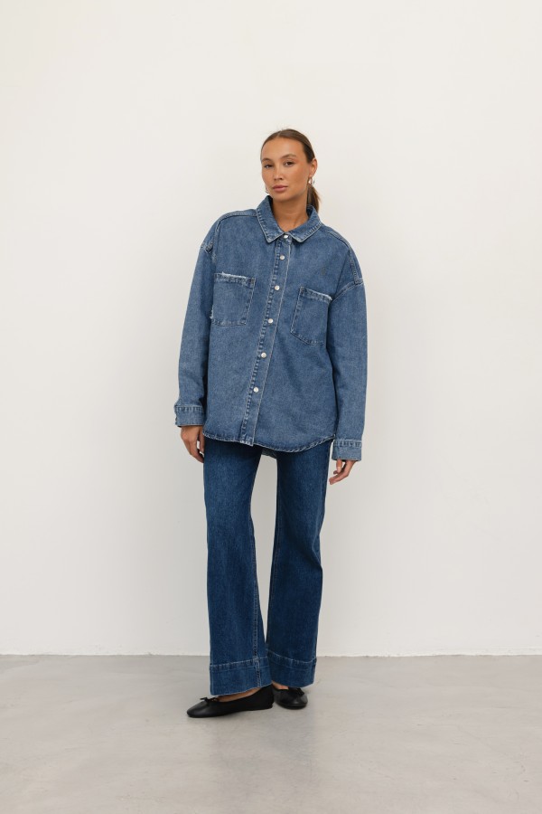 Q074 Spodnie Jeansowe Wide Leg