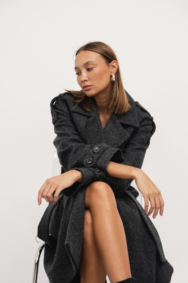 Karl Wool Coat Graphite