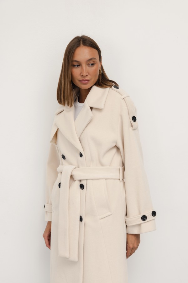 Karl Wool Coat Ecru