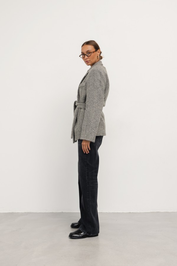 Alek Short Belted Coat Mélange