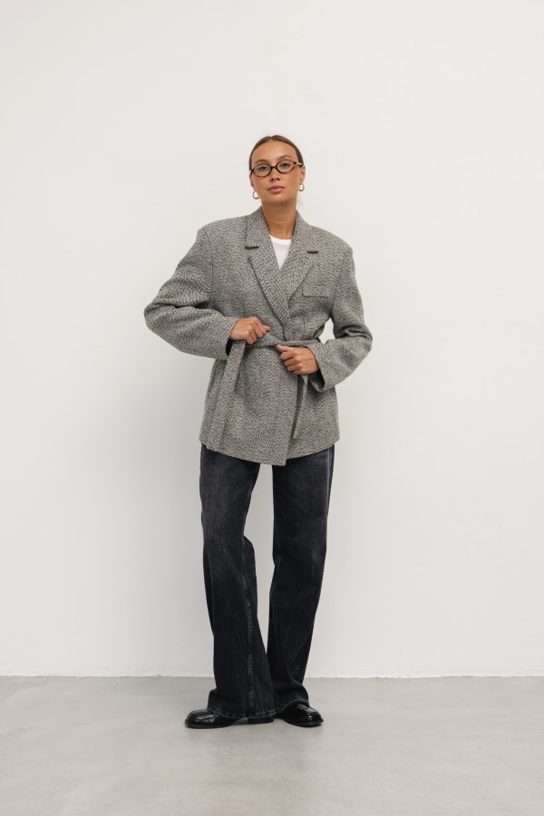 Alek Short Belted Coat Mélange