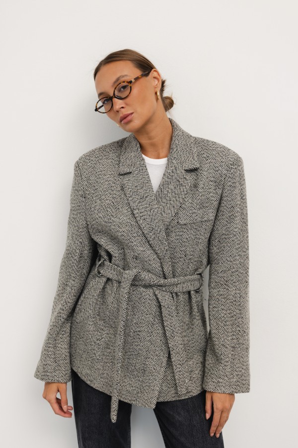 Alek Short Belted Coat Mélange