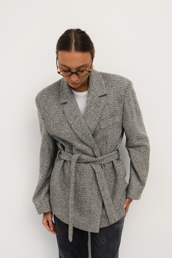 Alek Short Belted Coat Mélange