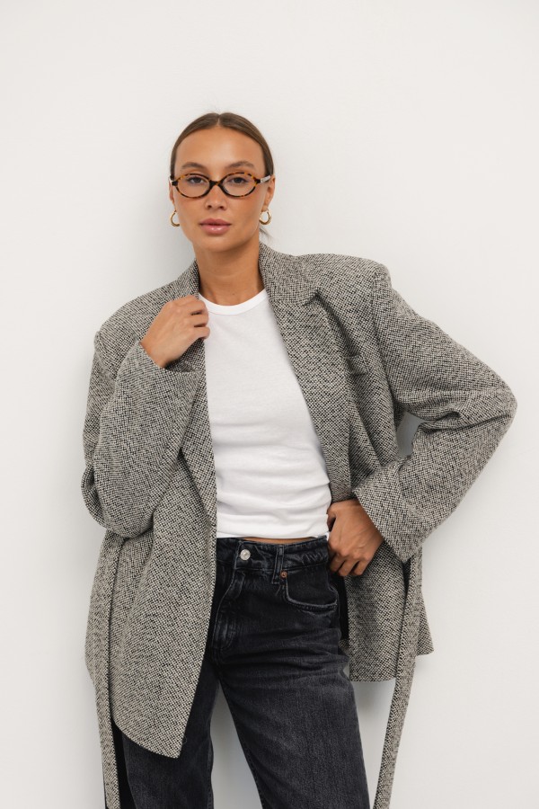 Alek Short Belted Coat Mélange