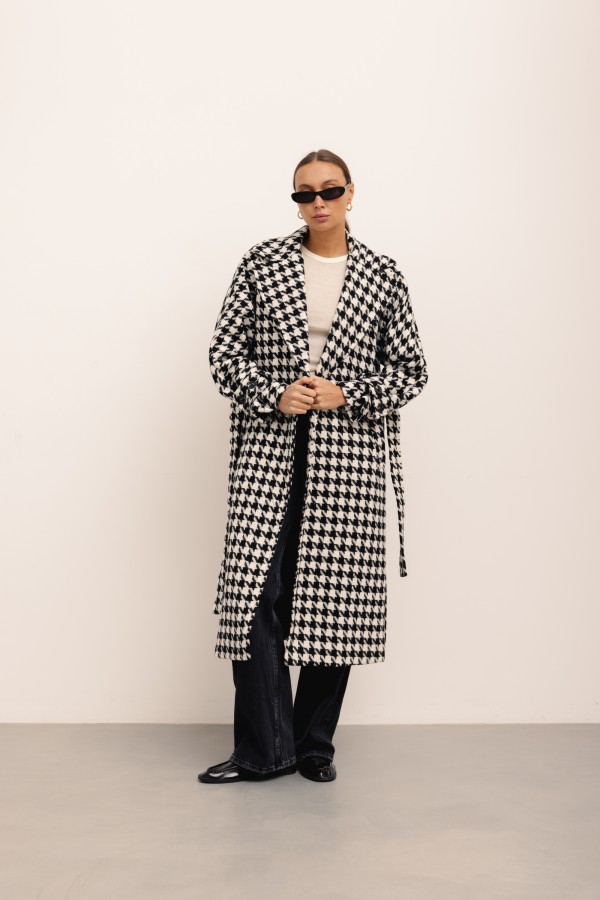 Michael Houndstooth Wool Coat