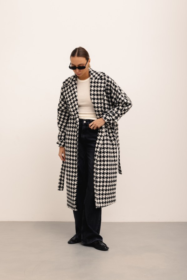 Michael Houndstooth Wool Coat