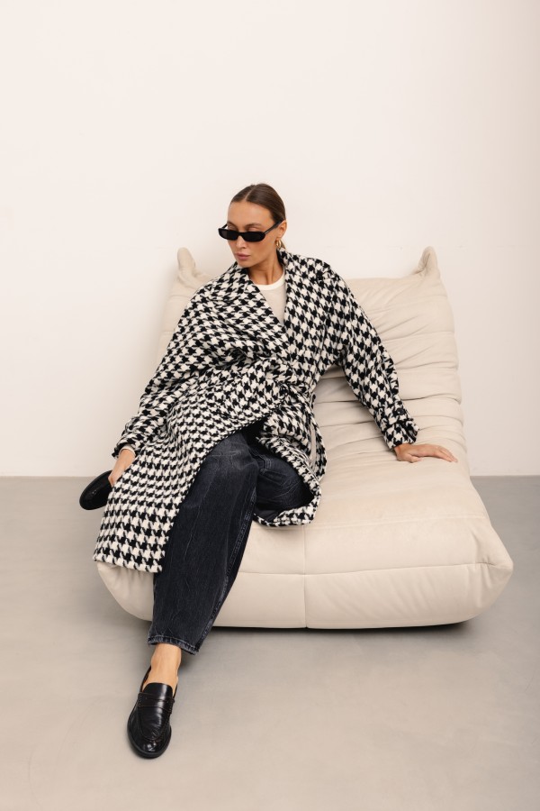 Michael Houndstooth Wool Coat