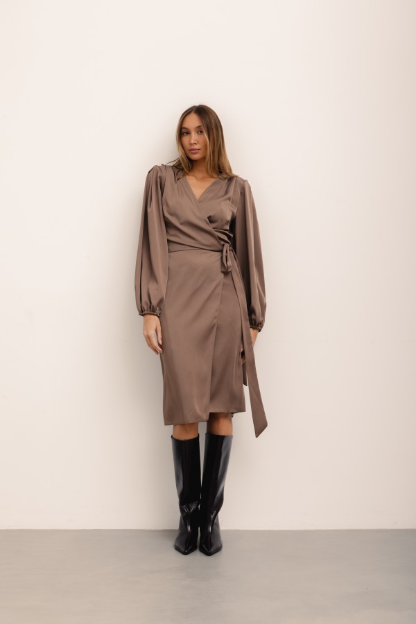 Klara Satin Dress Caffe Latte