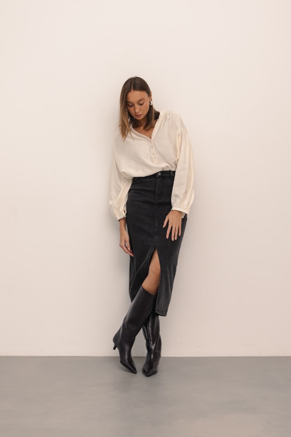 RD8520 Denim Skirt Black