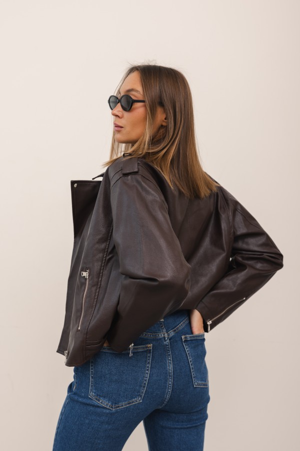 5577 Kurtka Biker Brown