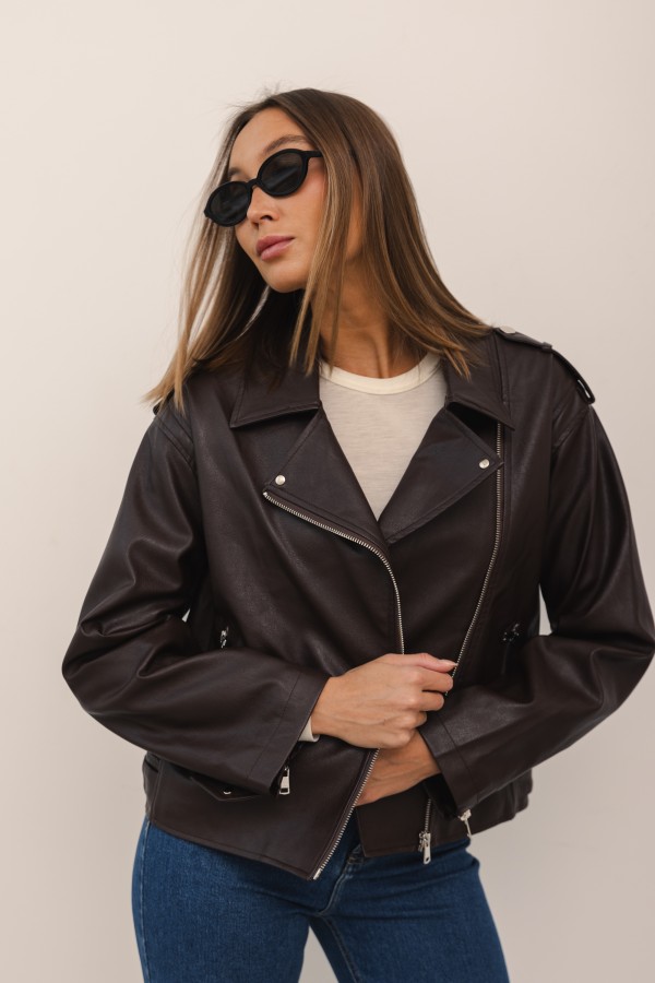 5577 Kurtka Biker Brown