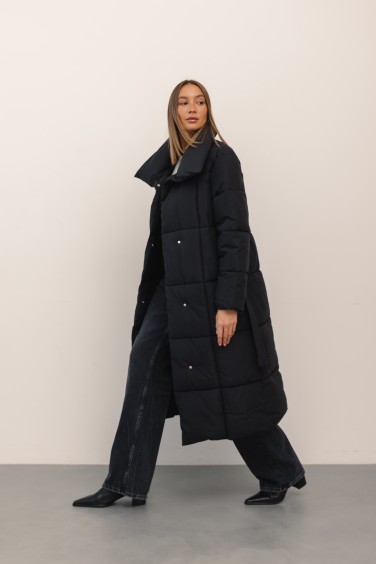B672 Quilted Coat Black