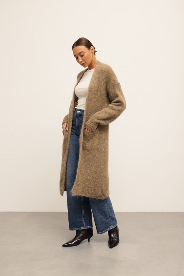 Nathan Long Mohair Cardigan Khaki