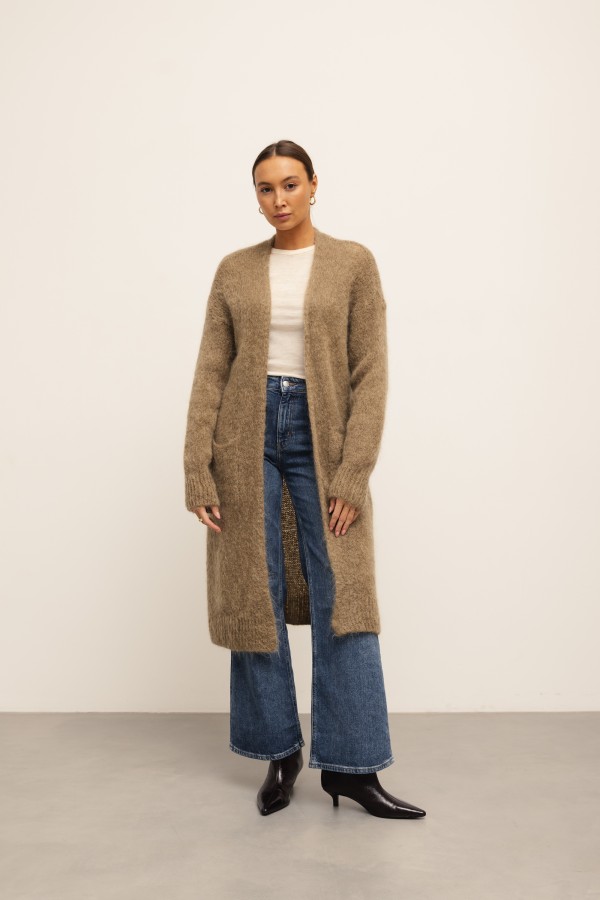 Nathan Long Mohair Cardigan Khaki