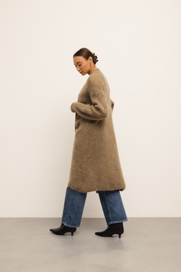 Nathan Long Mohair Cardigan Khaki