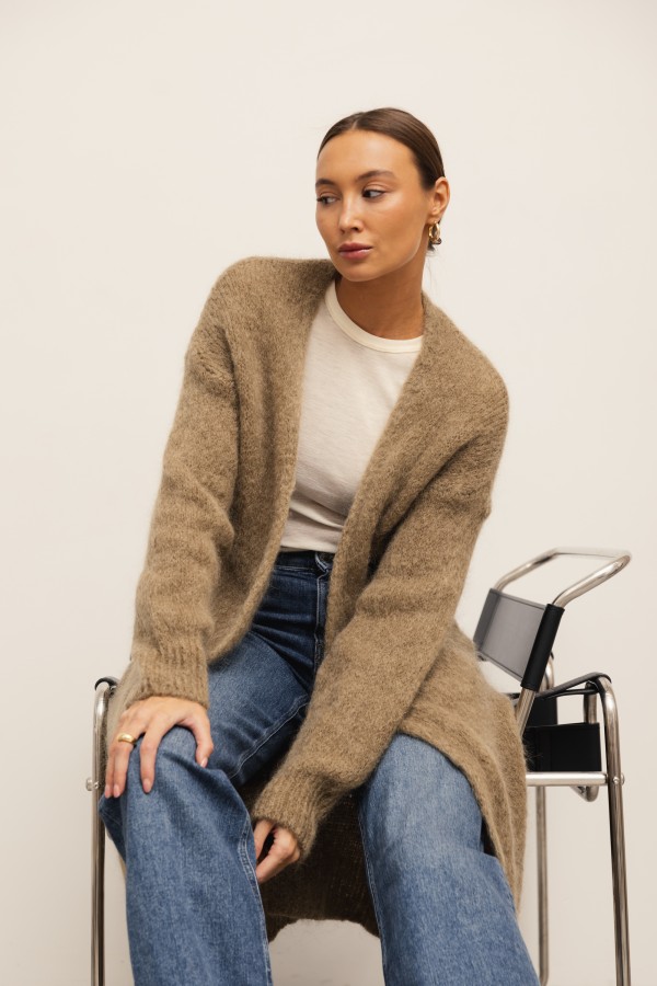 Nathan Long Mohair Cardigan Khaki
