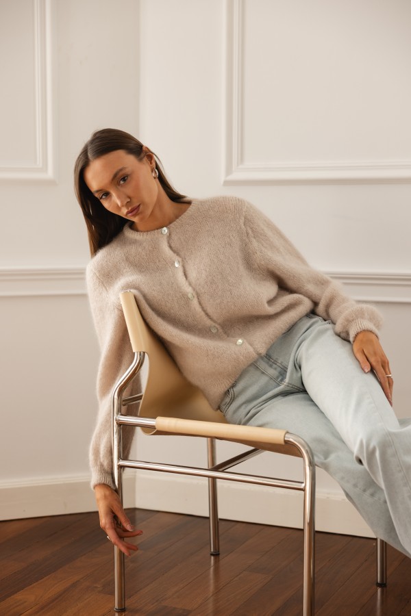 Sam Kardigan Moherowy Beż