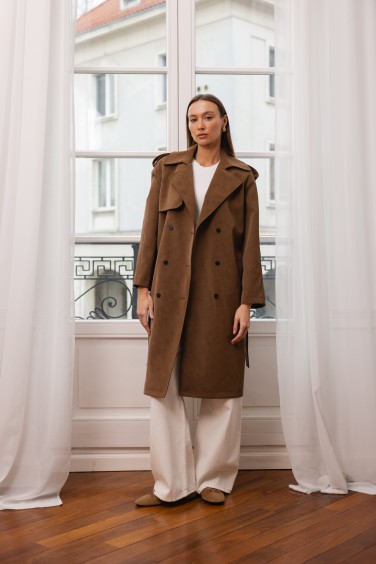 Cameron Suede Coat Brown