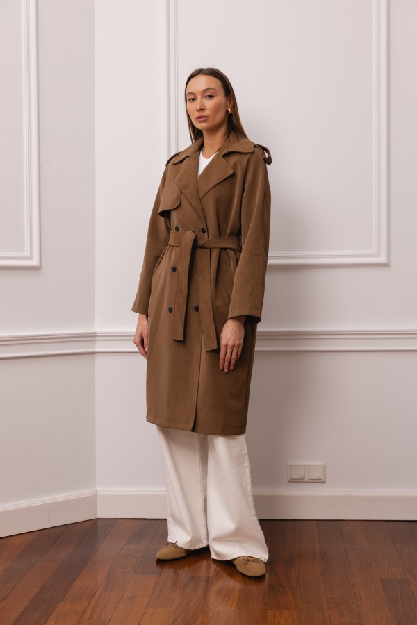 Cameron Suede Coat Brown