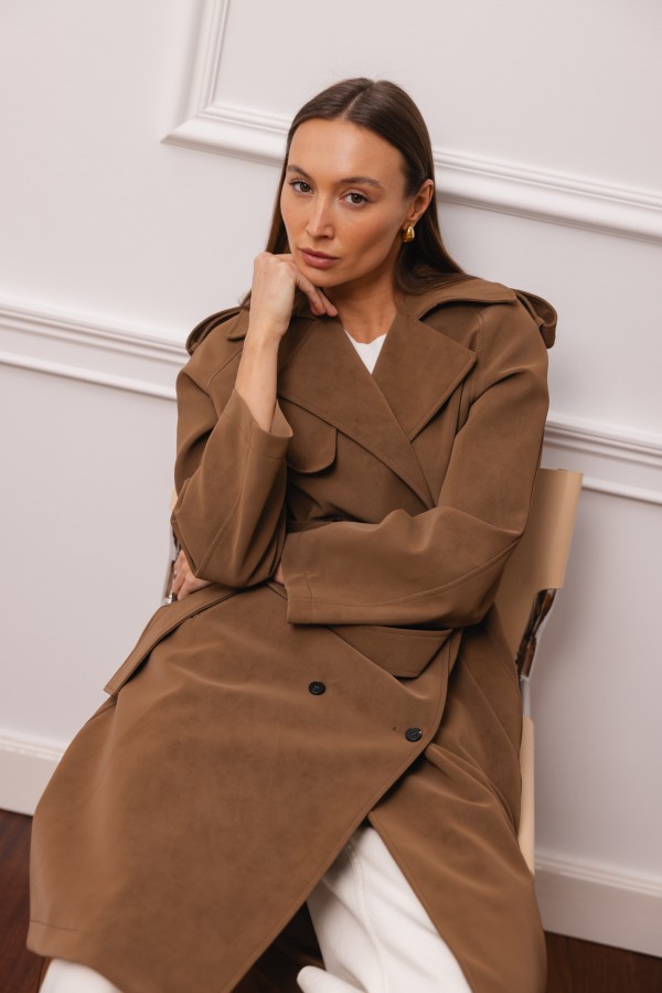 Cameron Suede Coat Brown
