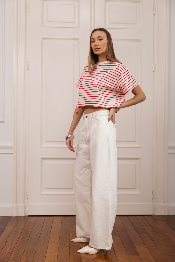 Casey T-shirt W Paski Czerwone