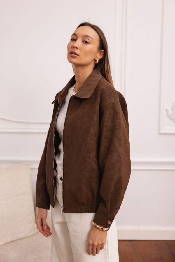 Zoya Faux Suede Jacket Brown