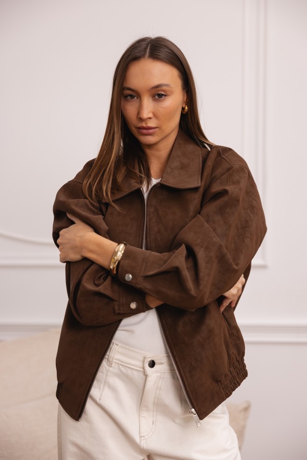 Zoya Faux Suede Jacket Brown