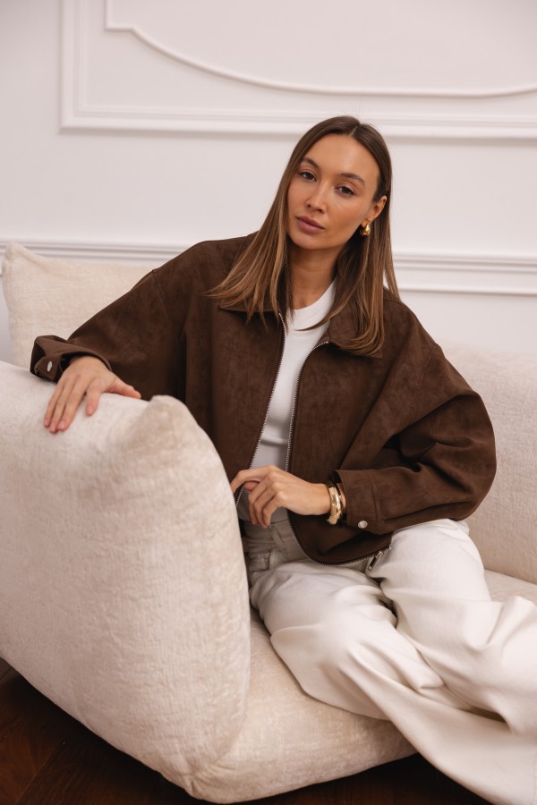 Zoya Faux Suede Jacket Brown