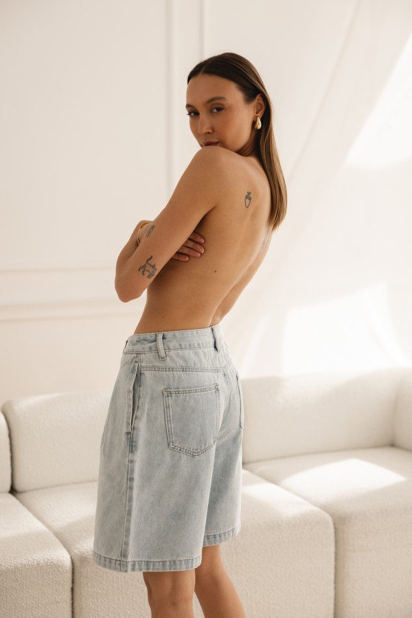 YH1011 Denim Bermuda Shorts Blue