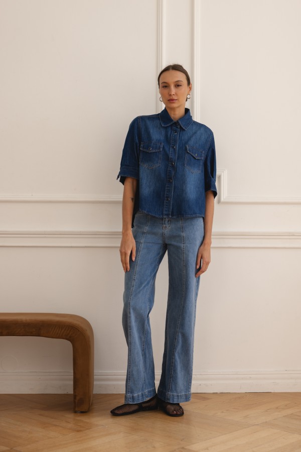 B808 Spodnie Jeansowe Wide Leg