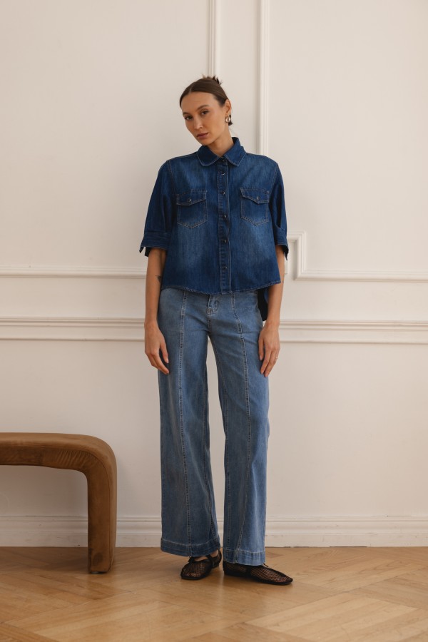 B808 Spodnie Jeansowe Wide Leg