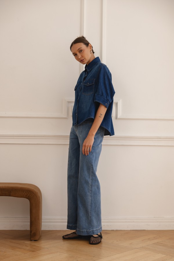 B808 Spodnie Jeansowe Wide Leg