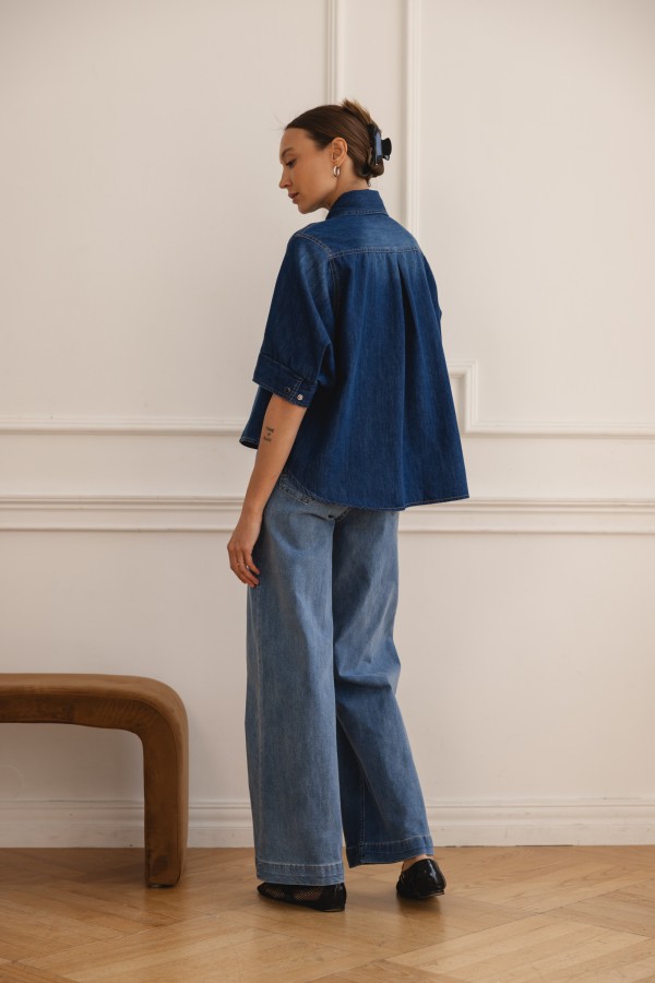 B808 Spodnie Jeansowe Wide Leg