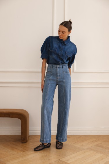 B808 Spodnie Jeansowe Wide Leg