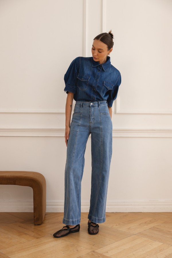 B808 Spodnie Jeansowe Wide Leg
