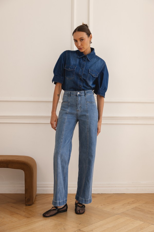 B808 Spodnie Jeansowe Wide Leg