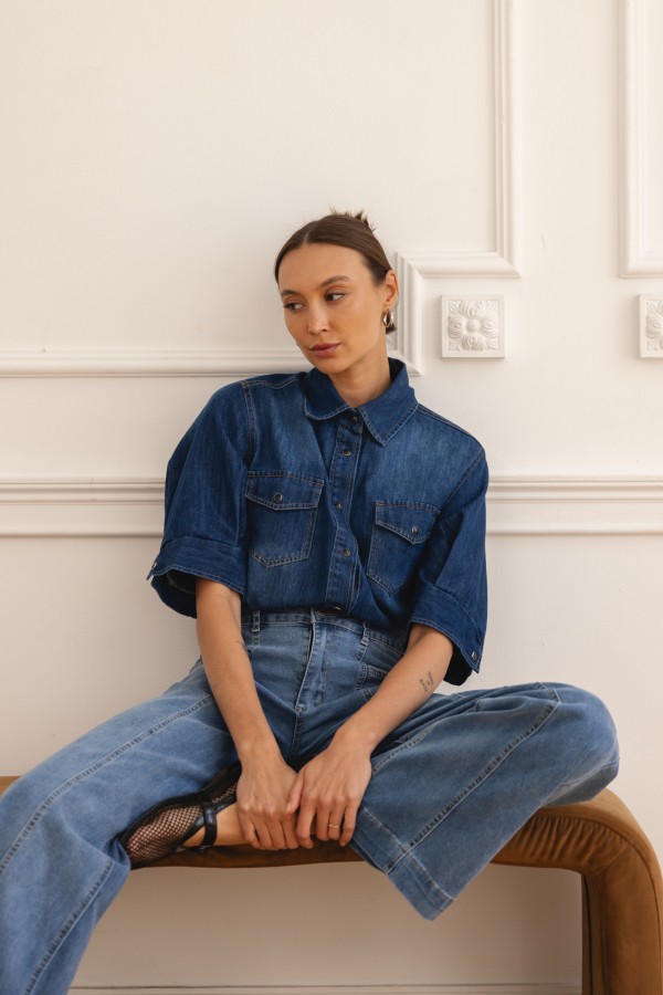 B808 Spodnie Jeansowe Wide Leg