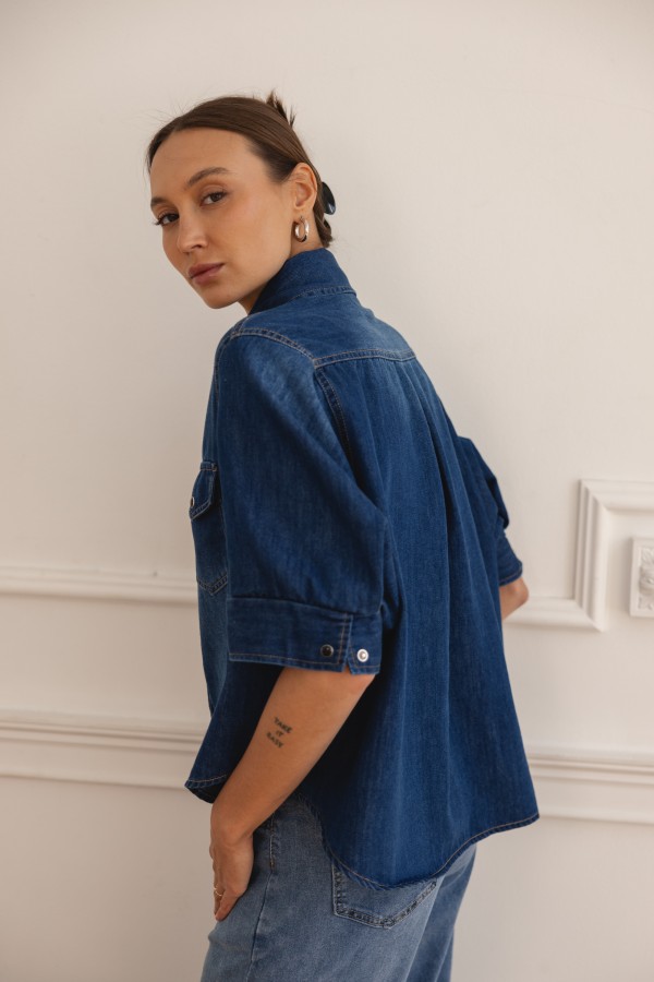 Brooklyn Koszula Jeansowa Dark Blue