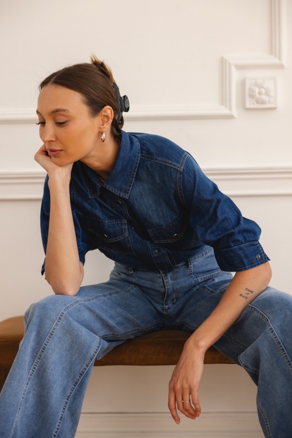 Brooklyn Koszula Jeansowa Dark Blue