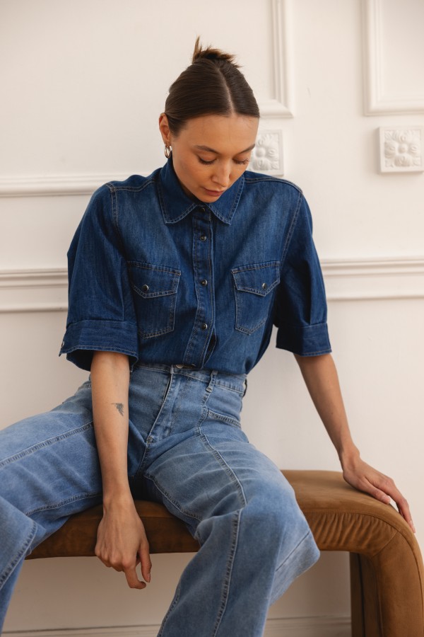 Brooklyn Koszula Jeansowa Dark Blue