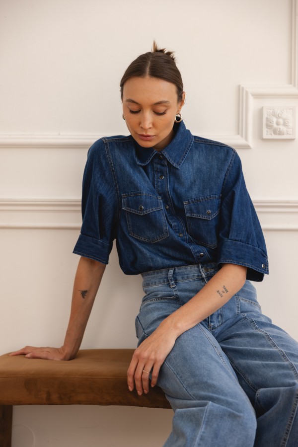 Brooklyn Koszula Jeansowa Dark Blue