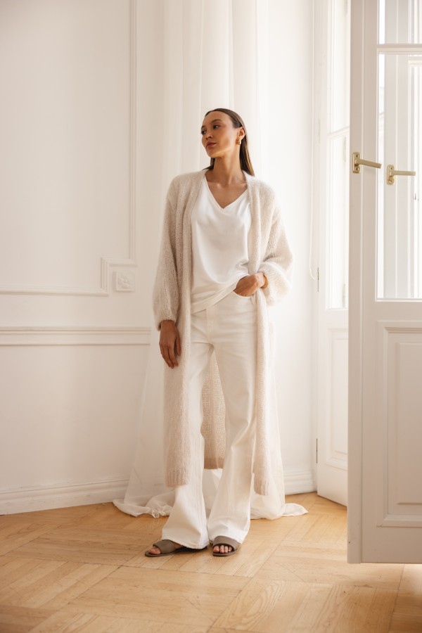 Luca Długi Kardigan Moherowy Cream