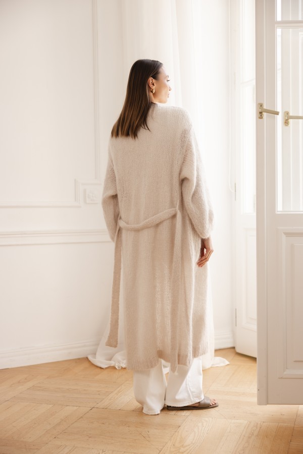 Luca Long Mohair Cardigan Cream