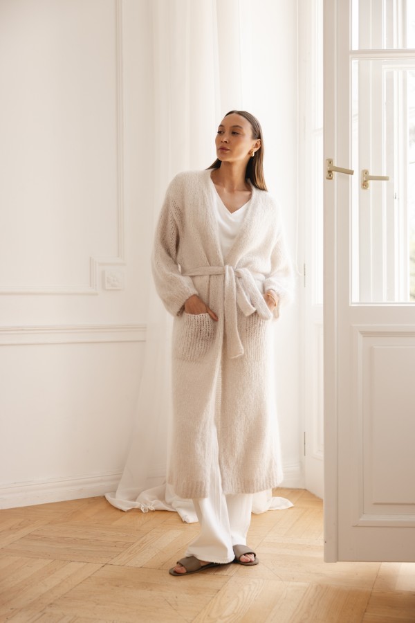 Luca Long Mohair Cardigan Cream