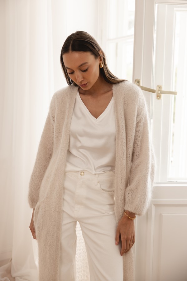 Luca Długi Kardigan Moherowy Cream